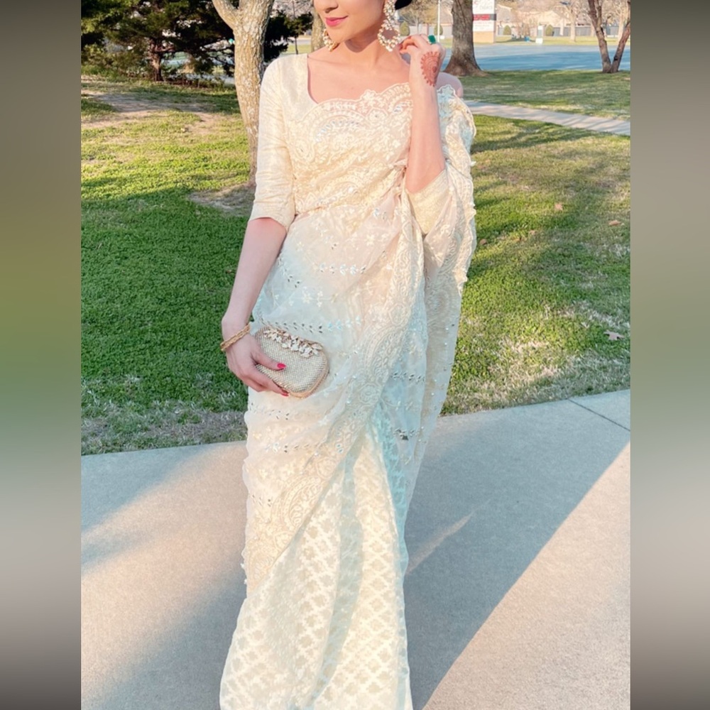 Maria B white Sari